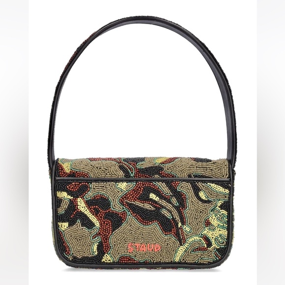 🌺🎉HP🎉🌺 NWOT Staud Beaded Tommy Shoulder Bag Tropical Camo 🌟Rare Find🌟 - Picture 14 of 16